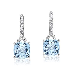 Earrings - Italo Cushion Cut Aquamarine Drop Earrings For Women, Apparel & Accessories, Italo jewelry - Online Catalog
