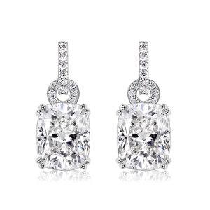 Earrings - Italo Cushion Cut White Sapphire Drop Earrings For Women, Apparel & Accessories, Italo jewelry - Online Catalog