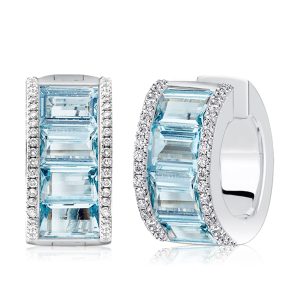 Earrings - Baguette Cut Aquamarine Hoop Earrings For Women, Apparel & Accessories, Italo jewelry - Online Catalog