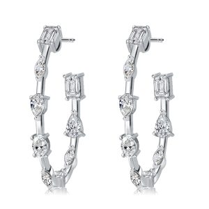 earrings - Italo Multi Cut White Sapphire Hoop Earrings For Women, Italo jewelry - Online Catalog