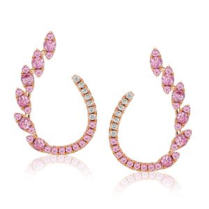 earrings - Italo Rose Gold Round Cut Pink Sapphire Hoop Earrings, Italo jewelry - Online Catalog