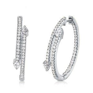 Earrings - Pear Cut Sterling Silver Hoop Earrings For Women, Apparel & Accessories, Italo jewelry - Online Catalog