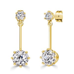Earrings - Round Cut Drop Earrings For Women In 18K Gold Plated Sterling Silver, Apparel & Accessories, Italo jewelry - Online Catalog