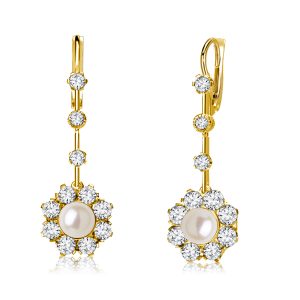earrings - Halo Pearl Drop Earrings For Women, Italo jewelry - Online Catalog