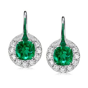 Earrings - Cushion Cut Emerald Green Drop Earrings For Women, Apparel & Accessories, Italo jewelry - Online Catalog