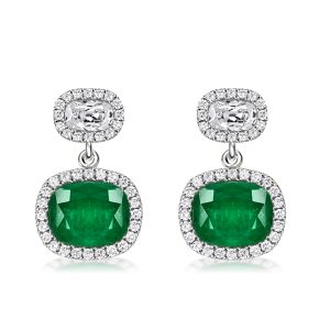 Earrings - Emerald Green Cushoin Cut Drop Earrings For Women, Apparel & Accessories, Italo jewelry - Online Catalog