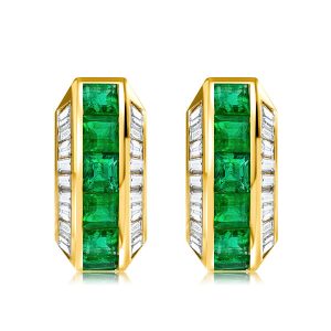 Earrings - Emerald Huggie Hoop Earrings For Women, Apparel & Accessories, Italo jewelry - Online Catalog