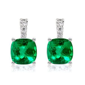Earrings - Italo Emerald Green Cushion Cut Drop Earrings For Women, Apparel & Accessories, Italo jewelry - Online Catalog