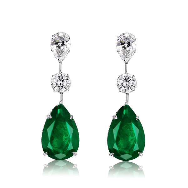 earrings - Italo Pear Cut Emerald Green Drop Earrings For Women, Italo jewelry - Online Catalog