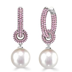 Earrings - Pink Sapphire Pearl Drop Earrings For Women, Apparel & Accessories, Italo jewelry - Online Catalog