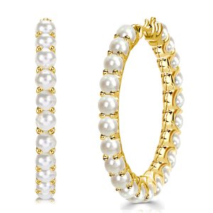 Earrings - Pearl Hoop Earrings Sterling Silver For Women, Apparel & Accessories, Italo jewelry - Online Catalog