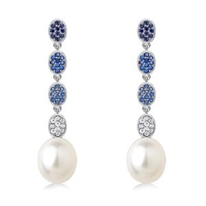 earrings - Italo Blue Topaz Earrings Sapphire Earrings For Women Pearl Drop Earrings, Italo jewelry - Online Catalog