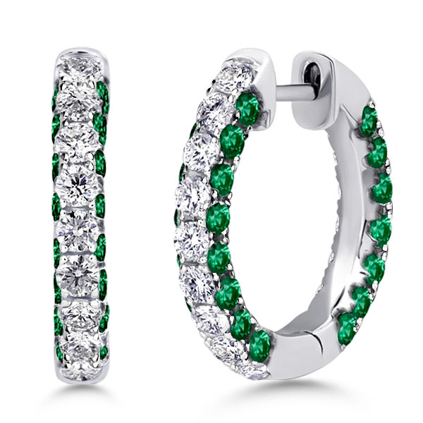 earrings - 3-Sided Emerald Hoop Earrings For Women, Italo jewelry - Online Catalog