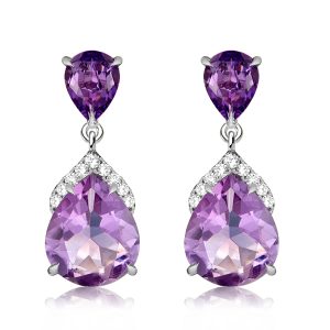 earrings - Pear Cut Amethyst Drop Earrings For Women, Italo jewelry - Online Catalog