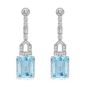 Earrings - Emerald Cut Aquamarine Drop Earrings For Women, Apparel & Accessories, Italo jewelry - Online Catalog
