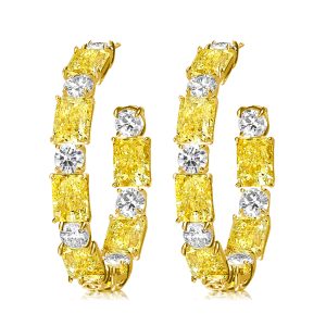 Earrings - luxury Yellow Topaz Hoop Earrings For Women, Apparel & Accessories, Italo jewelry - Online Catalog