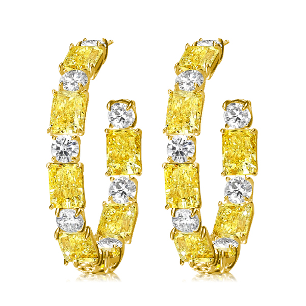 Earrings - luxury Yellow Topaz Hoop Earrings For Women, Apparel & Accessories, Italo jewelry - Online Catalog