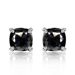 earrings - Cushion Cut Black Stud Earrings For Women, Italo jewelry - Online Catalog