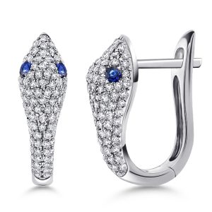Earrings - Round Blue & White Sapphire Snake Hoop Earrings Silver Earrings, Apparel & Accessories, Italo jewelry - Online Catalog
