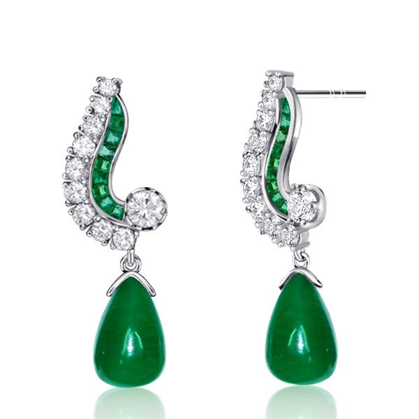 Earrings - Vintage Pear Emerald Drop Earrings For Women Silver Earrings, Apparel & Accessories, Italo jewelry - Online Catalog