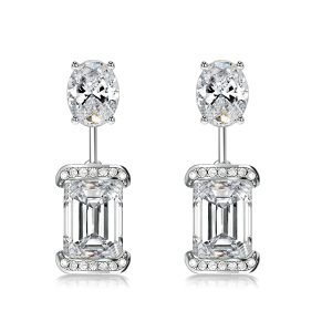 Earrings - Emerald & Oval White Drop Earrings For Women Silver Earrings, Apparel & Accessories, Italo jewelry - Online Catalog