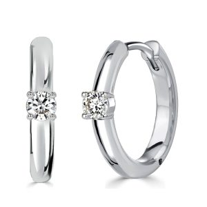 Earrings - Classic Single Round White Sapphire Huggie Earrings For Women, Apparel & Accessories, Italo jewelry - Online Catalog