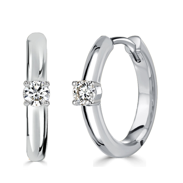 Earrings - Classic Single Round White Sapphire Huggie Earrings For Women, Apparel & Accessories, Italo jewelry - Online Catalog