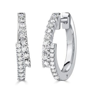 Earrings - Round White Crossover Hoop Earrings For Women Silver Earrings, Apparel & Accessories, Italo jewelry - Online Catalog