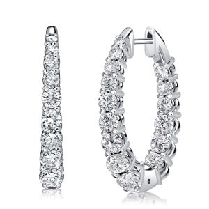 earrings - Italo White Round Oval-shaped Graduated Hoop Earrings For Women, Italo jewelry - Online Catalog