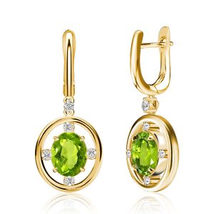 Earrings - Italo Peridot Oval Oval-shaped Drop Earrings Silver Earrings, Apparel & Accessories, Italo jewelry - Online Catalog
