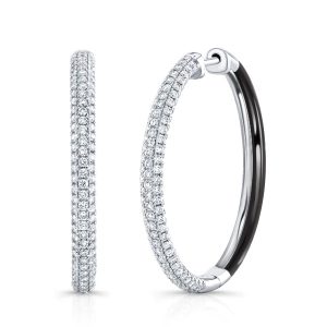 Earrings - Italo Round White Sapphire Black Hoop Earrings For Women, Apparel & Accessories, Italo jewelry - Online Catalog