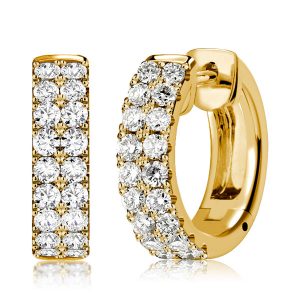 Earrings - Italo Double Row White Round Cut Huggie Hoop Silver Earrings, Apparel & Accessories, Italo jewelry - Online Catalog