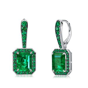 earrings - Italo Emerald Sapphire Emerald Two Tone Drop Earrings, Italo jewelry - Online Catalog