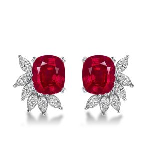 earrings - Italo Ruby Cushion & Marquise Cut Stud Earrings Silver Earrings, Italo jewelry - Online Catalog