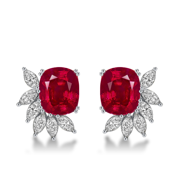 Earrings - Italo Ruby Cushion & Marquise Cut Stud Earrings Silver Earrings, Apparel & Accessories, Italo jewelry - Online Catalog