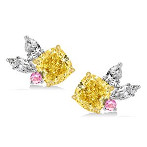 Earrings - Italo Yellow Topaz Cushion Cut Stud Earrings Two Tone Earrings, Apparel & Accessories, Italo jewelry - Online Catalog