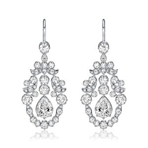 Earrings - Italo White Sapphire Drop Earrings Vintage Earrings In Silver, Apparel & Accessories, Italo jewelry - Online Catalog