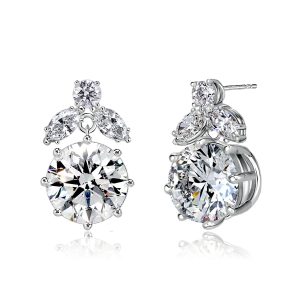 Earrings - Round Cut Drop Earrings Vintage Earrings In Sterling Silver, Apparel & Accessories, Italo jewelry - Online Catalog