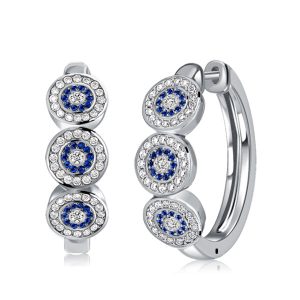 Earrings - Italo Blue Sapphire Hoop Earrings Vintage Halo Earrings, Apparel & Accessories, Italo jewelry - Online Catalog