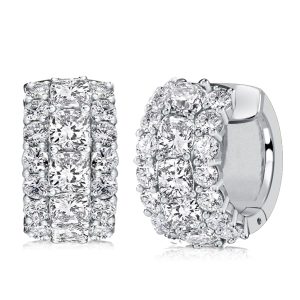 earrings - Italo Cushion Cut Triple Row Hoop Earrings In Sterling Silver, Italo jewelry - Online Catalog