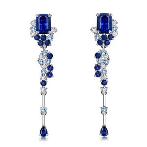Earrings - Italo Emerald Cut Blue Drop Earrings Bosphorus Earrings Vintage, Apparel & Accessories, Italo jewelry - Online Catalog