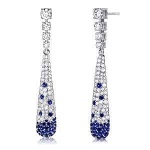Earrings - Italo Pave Setting Blue Sapphire Drop Earrings Paddle Earrings, Apparel & Accessories, Italo jewelry - Online Catalog
