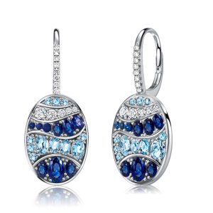 Earrings - Italo Blue Sapphire Wave Drop Earrings In Sterling Silver, Apparel & Accessories, Italo jewelry - Online Catalog