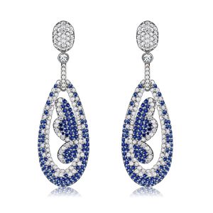 Earrings - Dancing Butterfly Pave Setting Blue Drop Earrings In 925 Silver, Apparel & Accessories, Italo jewelry - Online Catalog