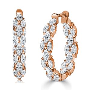 Earrings - Italo Rose Gold Marquise Cut Hoop Earrings For Women, Apparel & Accessories, Italo jewelry - Online Catalog