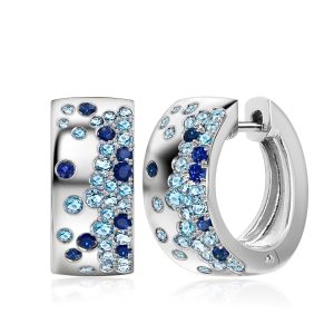 Earrings - Italo Aquamarine Earrings Flush Set Hoop Earrings, Apparel & Accessories, Italo jewelry - Online Catalog