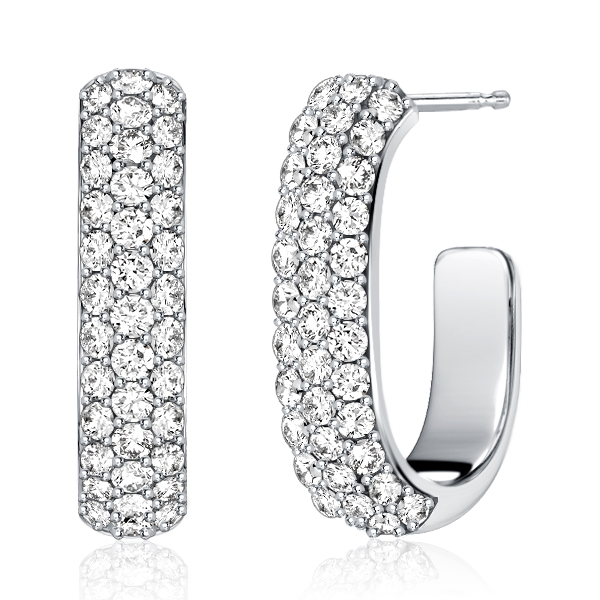 Earrings - Italo Pave Setting White Pin Earrings Hoop Earrings For Women, Apparel & Accessories, Italo jewelry - Online Catalog