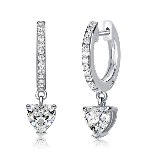 Earrings - Italo White Heart Hoop Earrings Drop Earrings For Women, Apparel & Accessories, Italo jewelry - Online Catalog