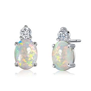 Earrings - Italo Oval Cut Opal Earrings In Sterling Silver Opal Jewelry, Apparel & Accessories, Italo jewelry - Online Catalog