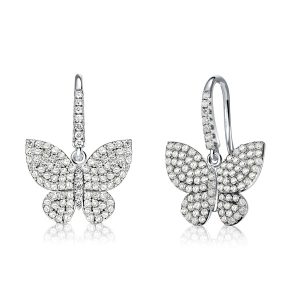 Earrings - Dancing Butterfly White Sapphire Drop Earrings For Women, Apparel & Accessories, Italo jewelry - Online Catalog